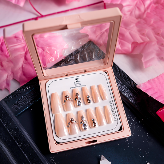 Blush Rose Crystal Nails