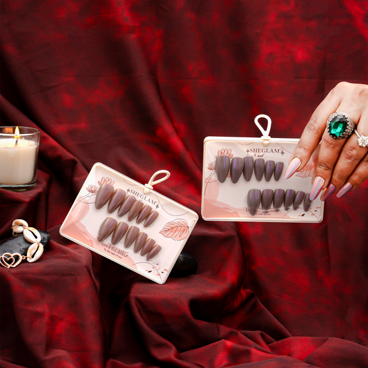 Mocha Petal Press-On Set Nails (pack of 2)