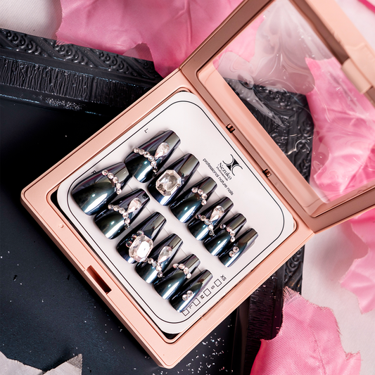 Midnight Teal Luxe Nails