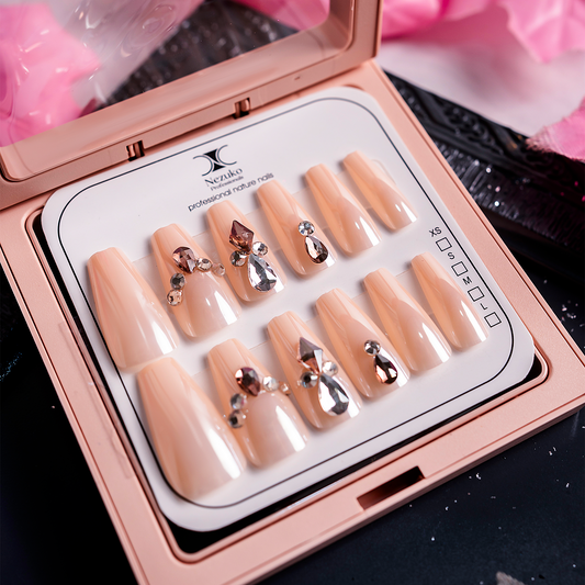 Blush Rose Crystal Nails