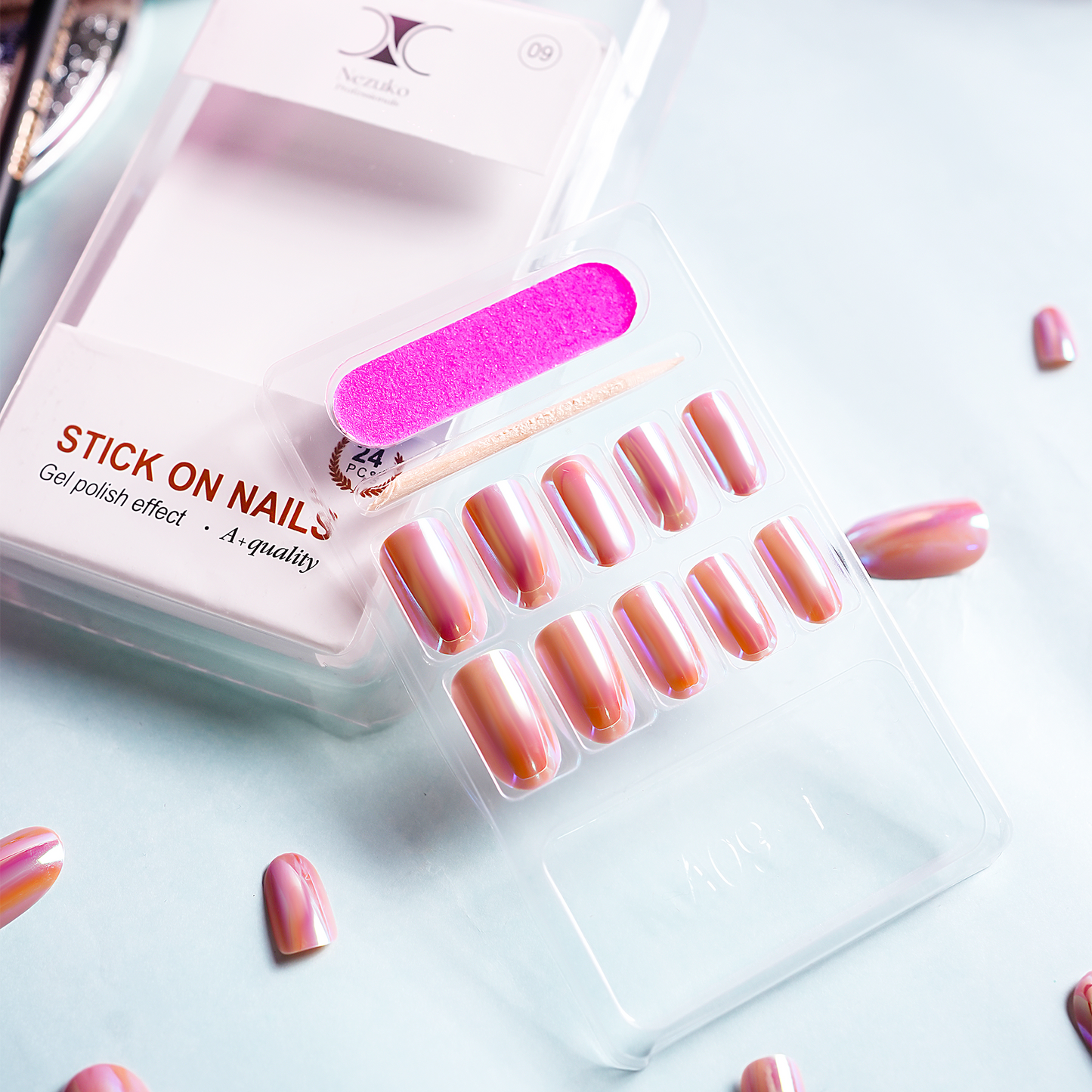 Frosty Aqua Chrome Nails