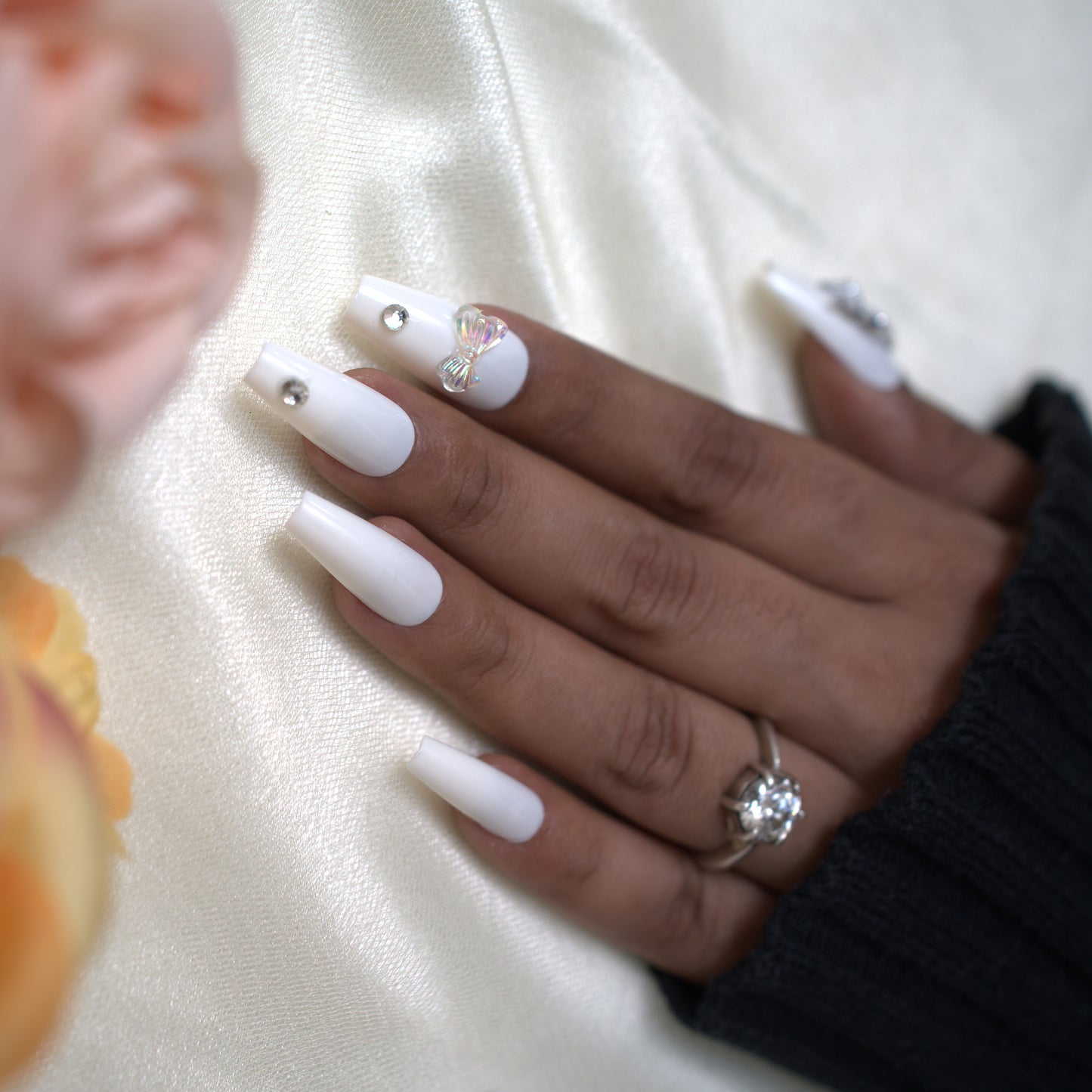 Glossy White Nails
