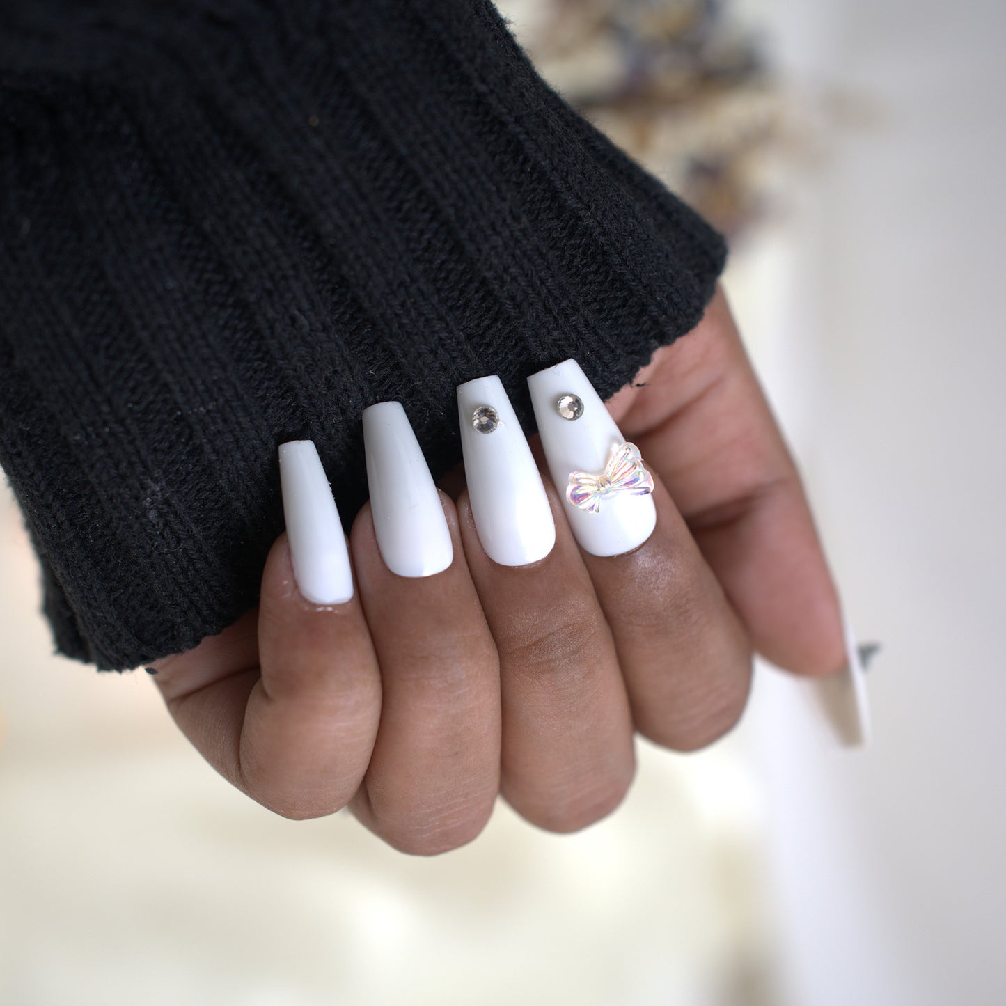 Glossy White Nails