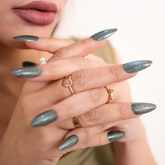 Sage Shimmer Nails